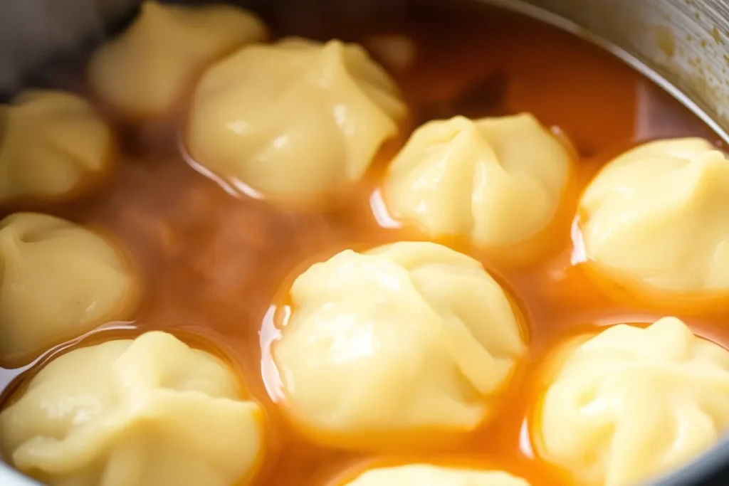 Fluffy Bisquick dumplings cooking	