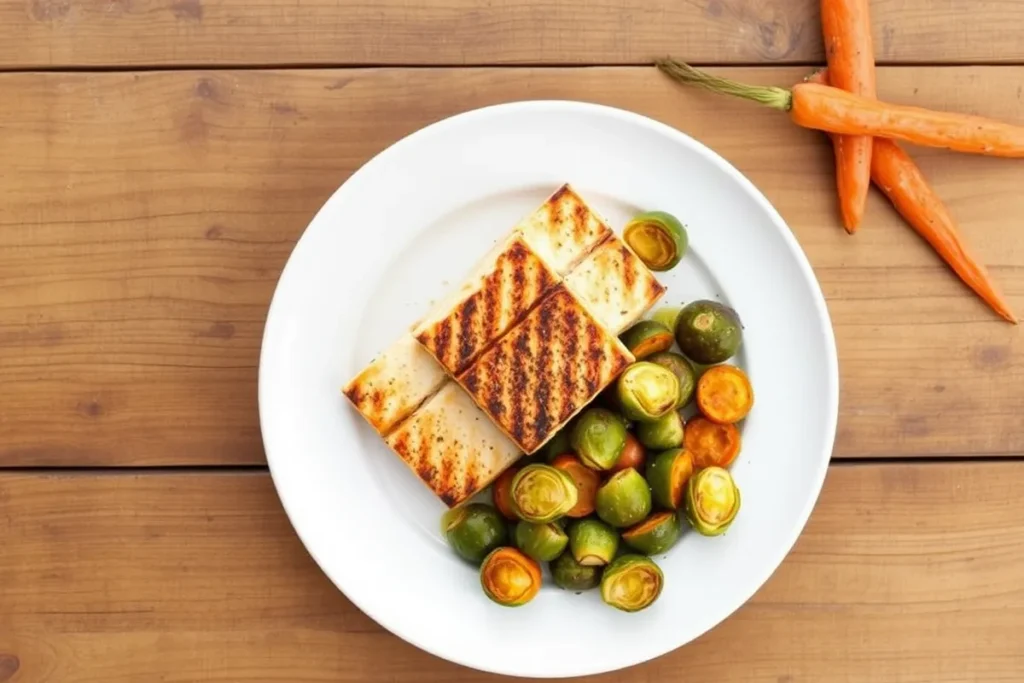 Roasted vegetables paired with salmon	