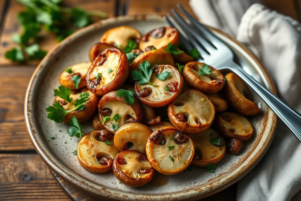 Cooking lion’s mane mushroom dish	