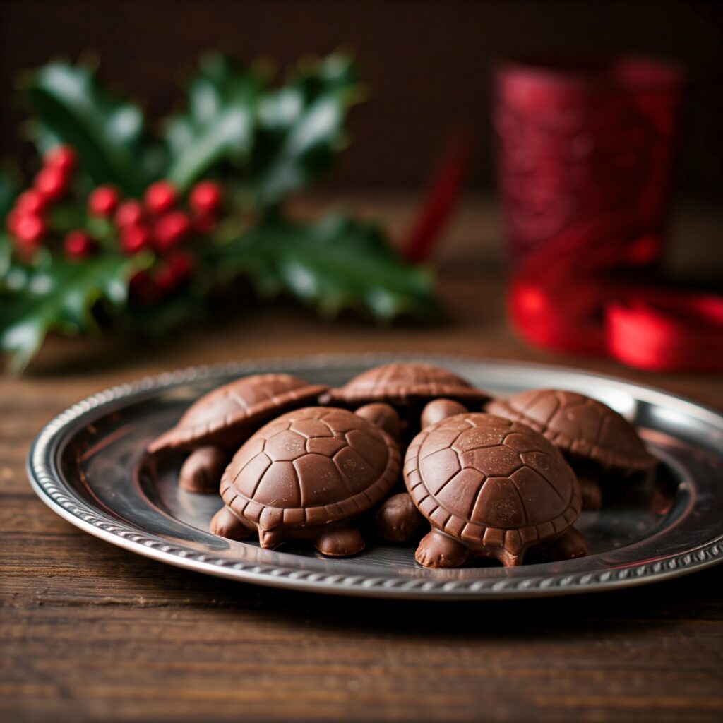 Serving chocolate turtles	