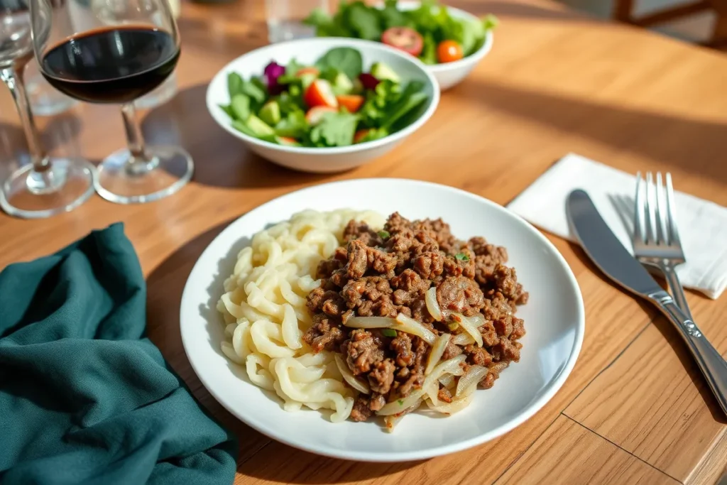 Ground beef cabbage with sides