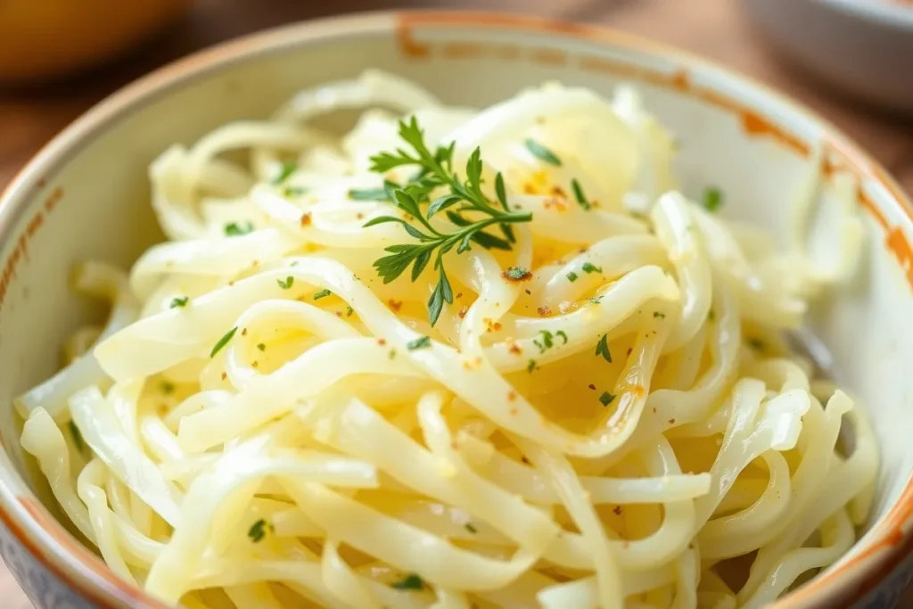 Cooked cabbage close-up