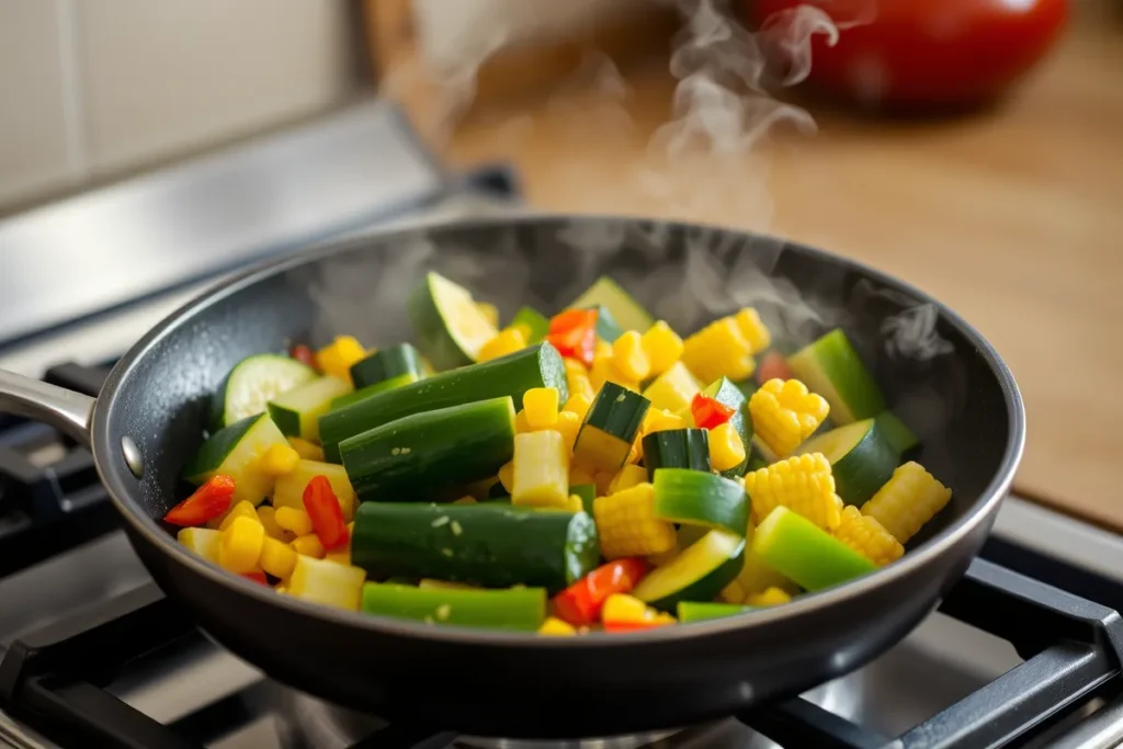 Cooking calabacitas step-by-step	