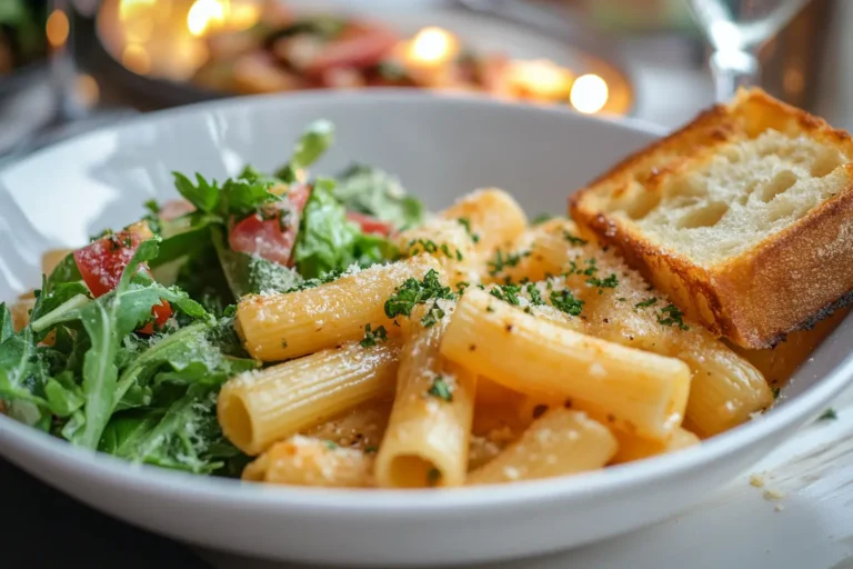 Rigatoni alla Grassa Served with Side Dish