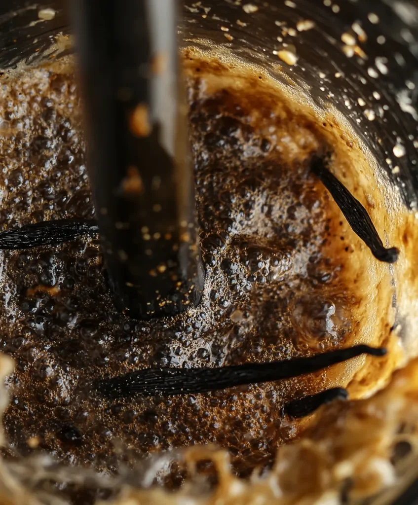 blending vanilla bean paste	