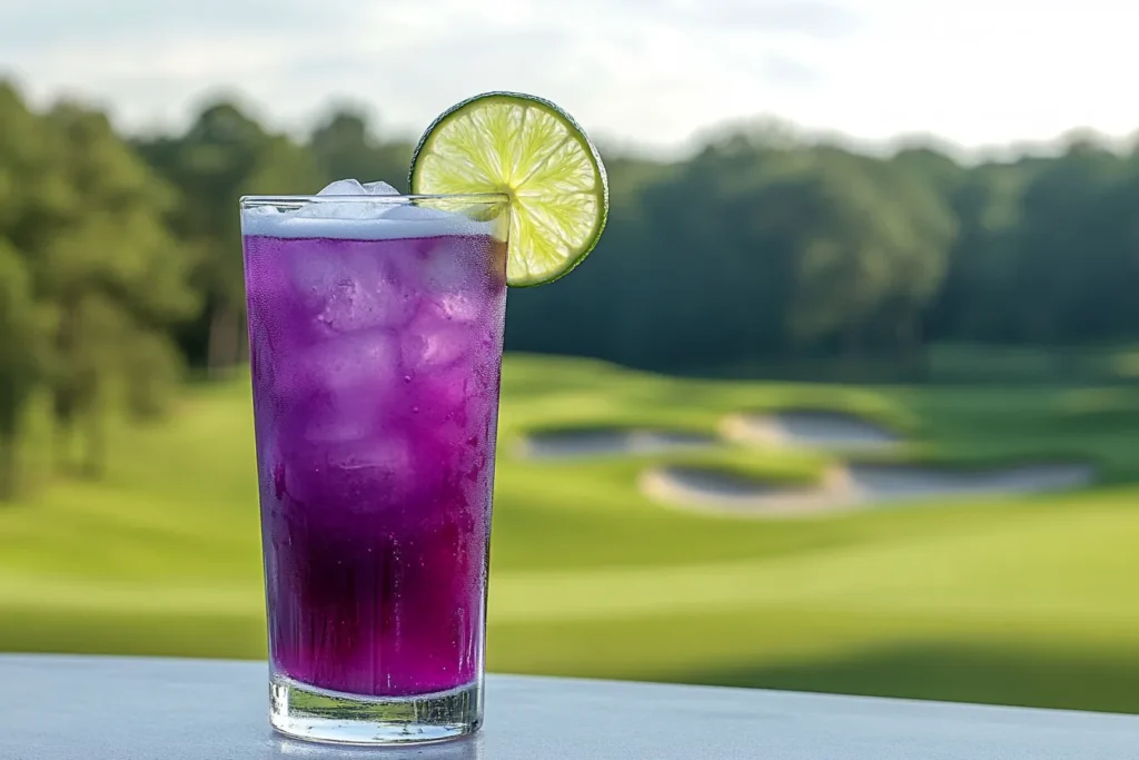 Transfusion cocktail with lime garnish