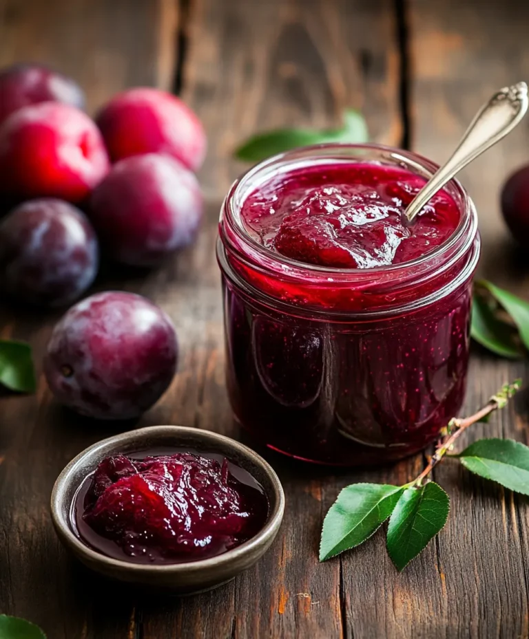 Homemade Plum Jelly in a Jar